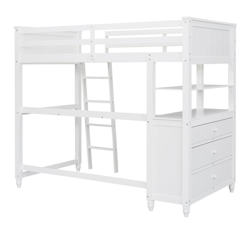 Loft Bed With Drawers With Desk And Shelves