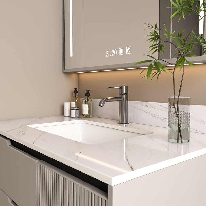 Bianco Carrara Venato Marble Vanity Top With Pre Drilled Faucet Hole And Undermount Sink