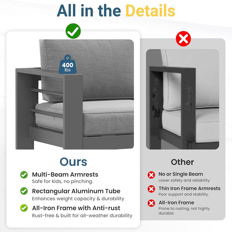All-Weather Patio Loveseat With Thick Cushions