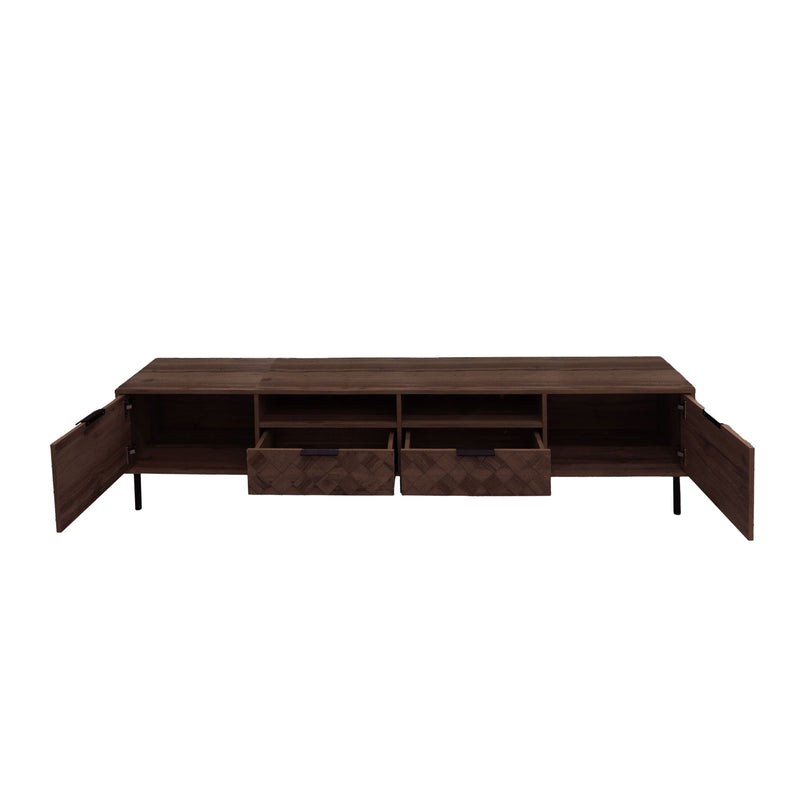 TV Stand For TVs Up To 85" With Closed Storage, Soft Closing Hinges, Living Room Entertainment Center - Walnut