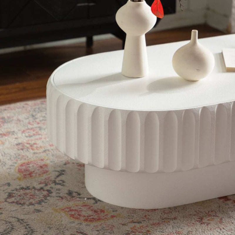 Fluted Storage Table & Lift Off Lid - Cream White