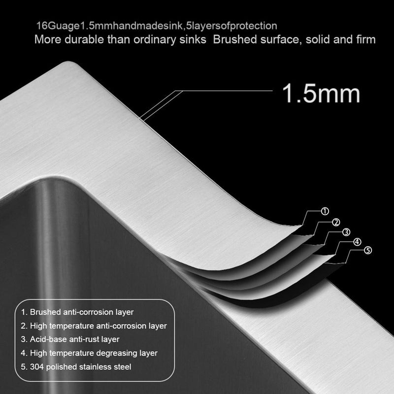 Modern Style Undermount Sink With Stainless Steel, Deep Single Bowl