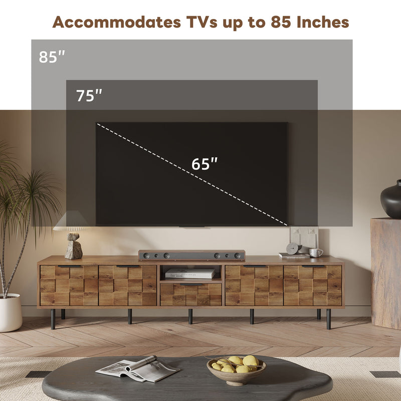TV Stand, L Shaped Handle Entertainment Console With Storage - Natural