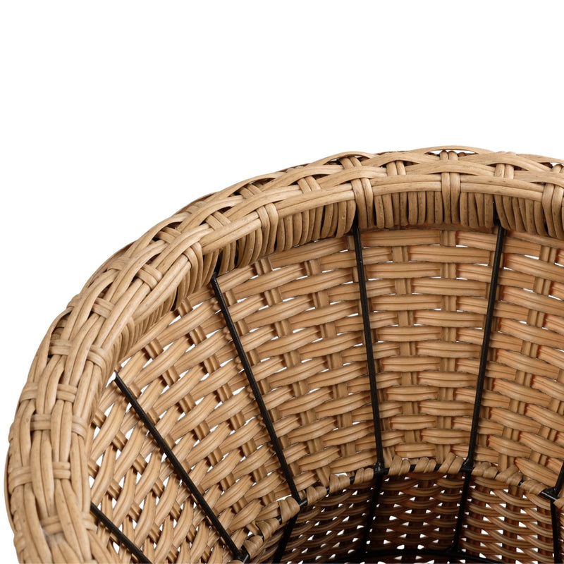 Stool With Lid, Wicker Accent Table, Indoor Outdoor Side Table - Brown White