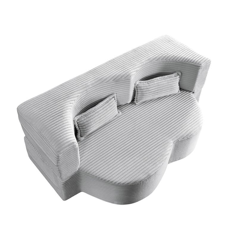 Floor Convertible Sleeper Sofa Bed With 2 Pillows