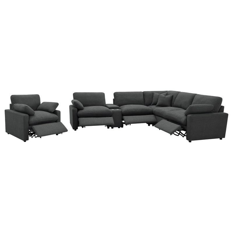 Hollander - 6 Piece Modular Power Reclining Sectional - Dark Gray